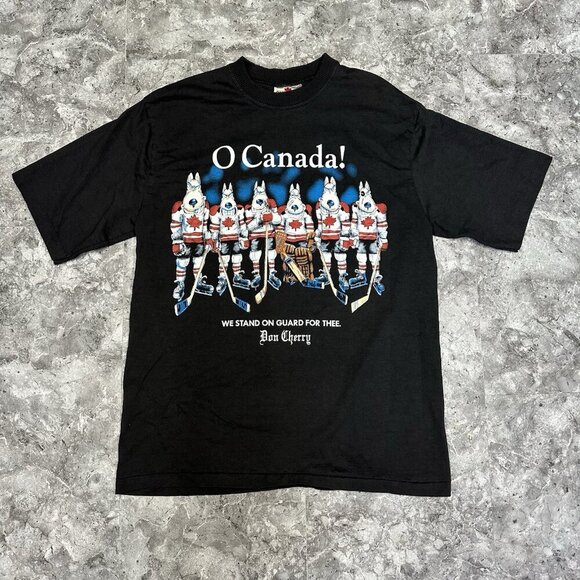 Vintage 90s Don Cherry O Canada T Shirt Size L Single Stitch Made In Canada - Picture 1 of 7